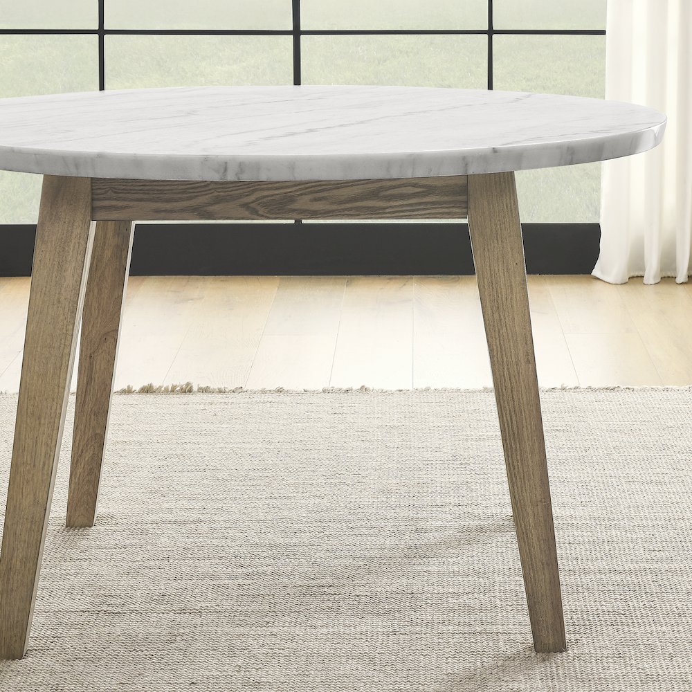 Vida 48" Round White Marble Dining Table. Picture 3