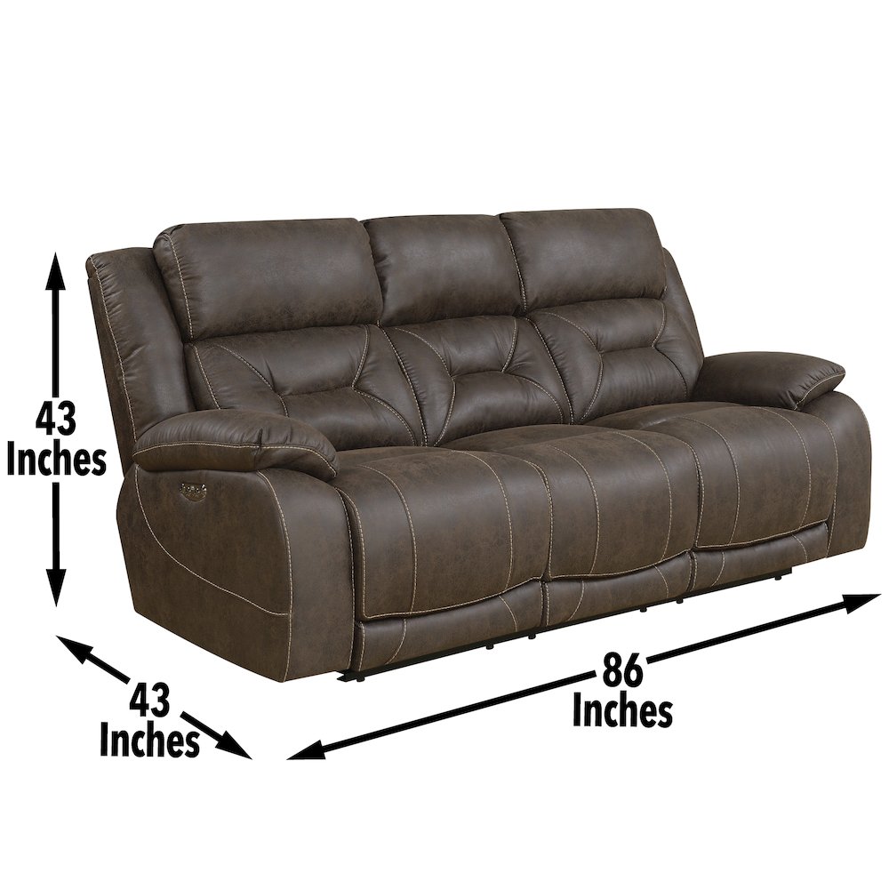 Aria Pwr- Pwr Recliner Sofa Brown. Picture 7