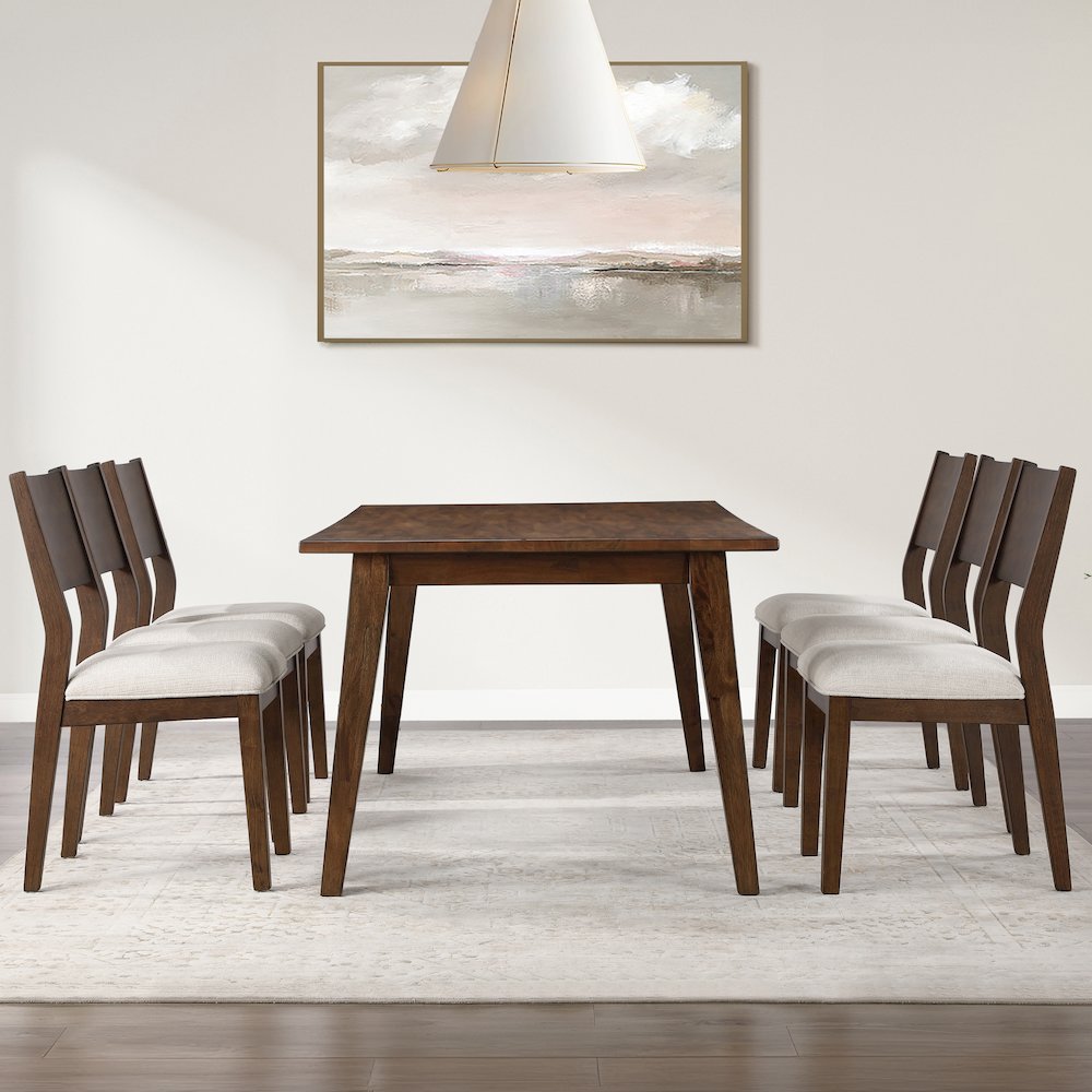 Canton 72" Solid Wood Dining Table, 6 Side Chairs. Picture 6