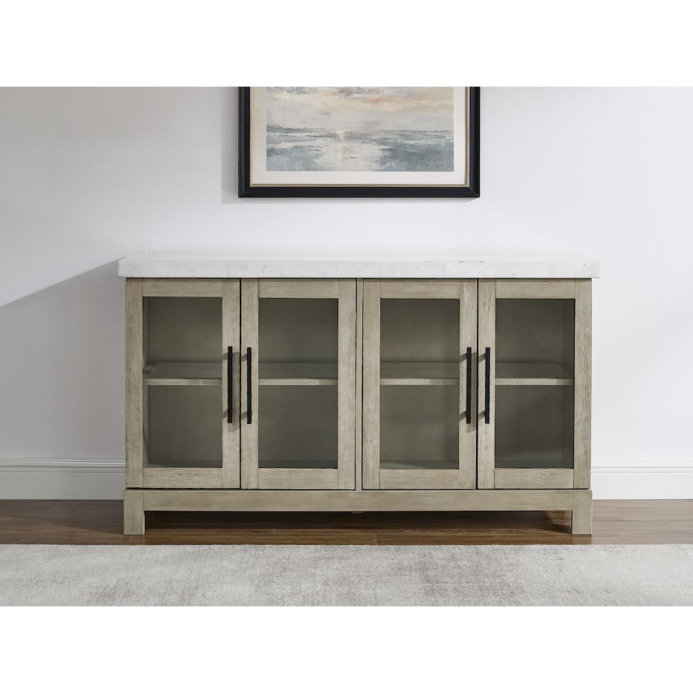 Carena White Marble Top Sideboard w/Powe. Picture 4