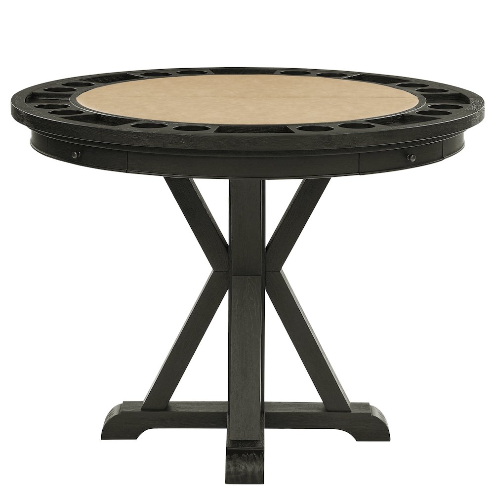 Rylie Counter Table with Game Top, Black Finish with Sand Vegan Leather. Picture 4
