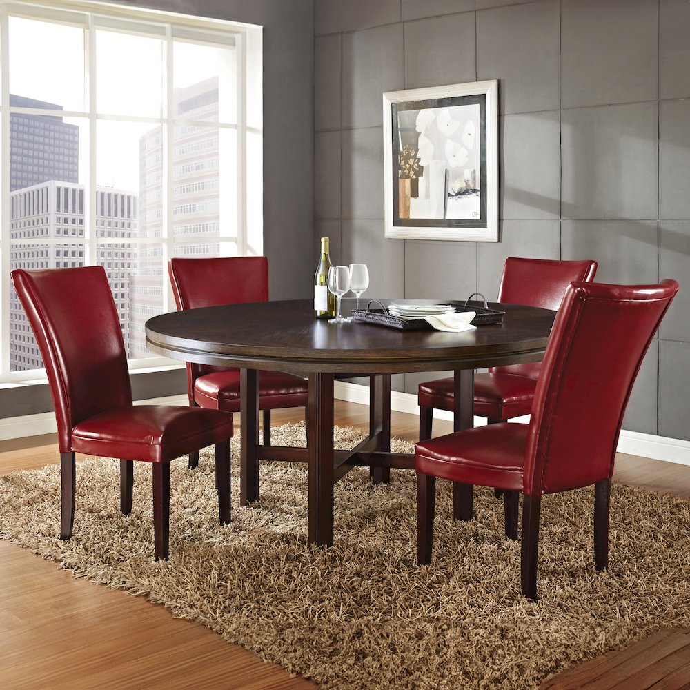 Hartford 72in Dining Set 5 PC with Red Chairs. Picture 4