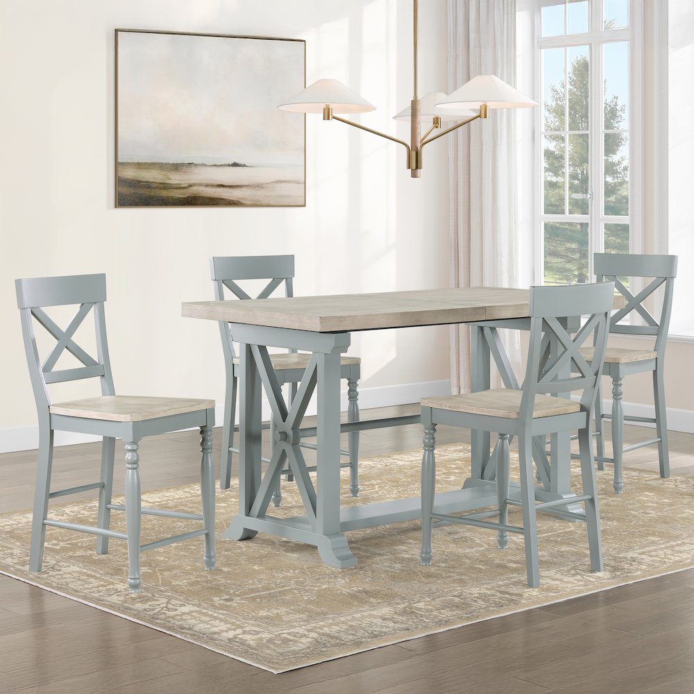Darcy 5pc Counter Dining Set Green. Picture 4