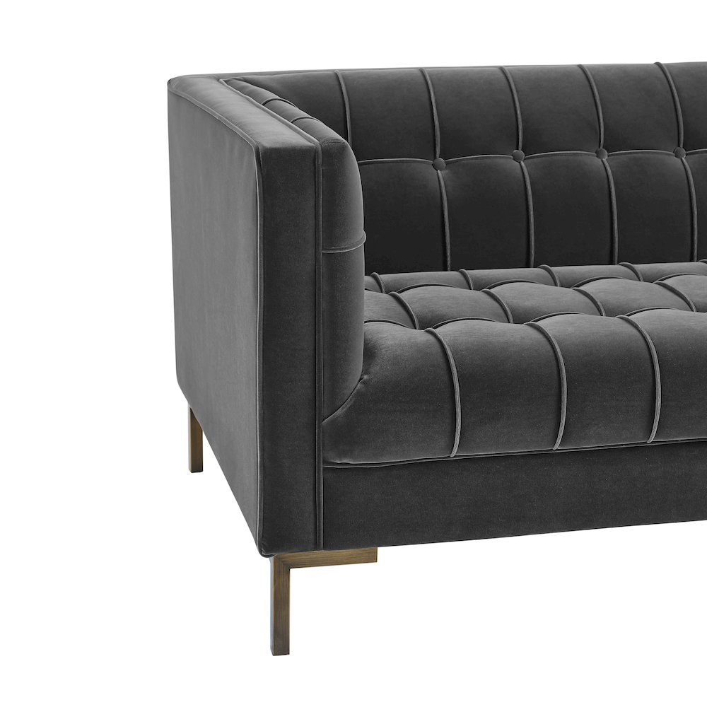 Isaac Stitch Gray Velvet Loveseat. Picture 5