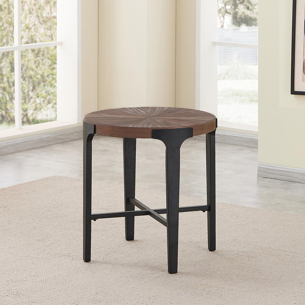Chevron Round End Table. Picture 3