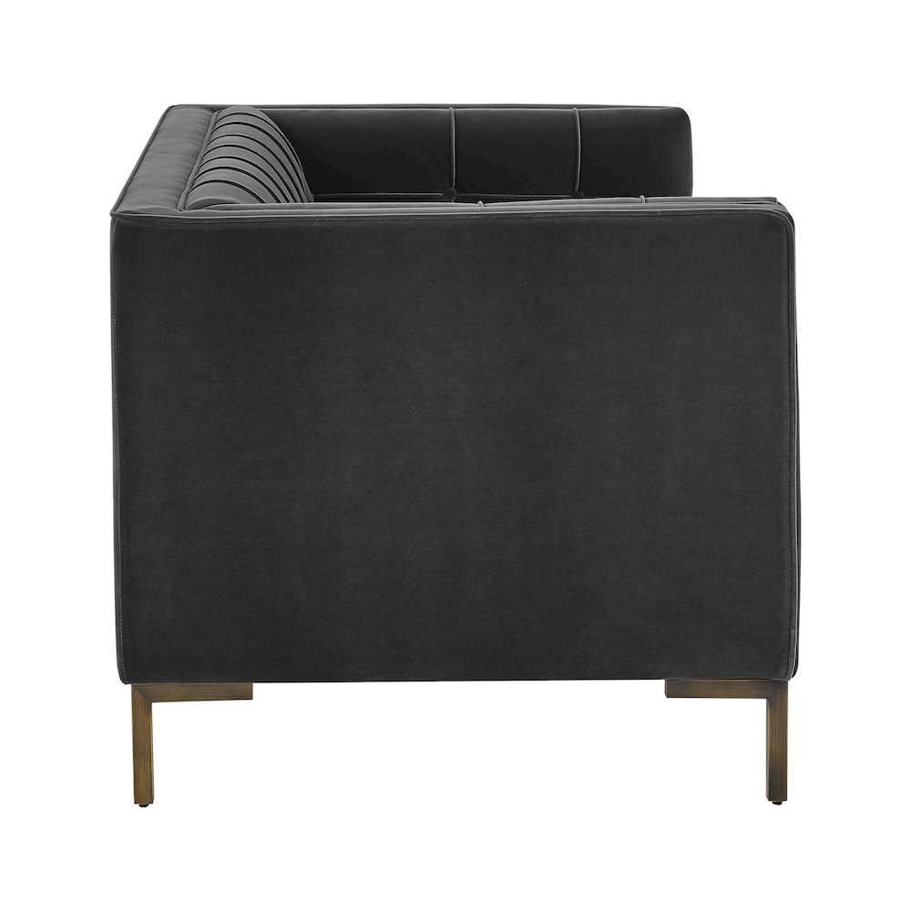 Isaac Stitch Gray Velvet Loveseat. Picture 2