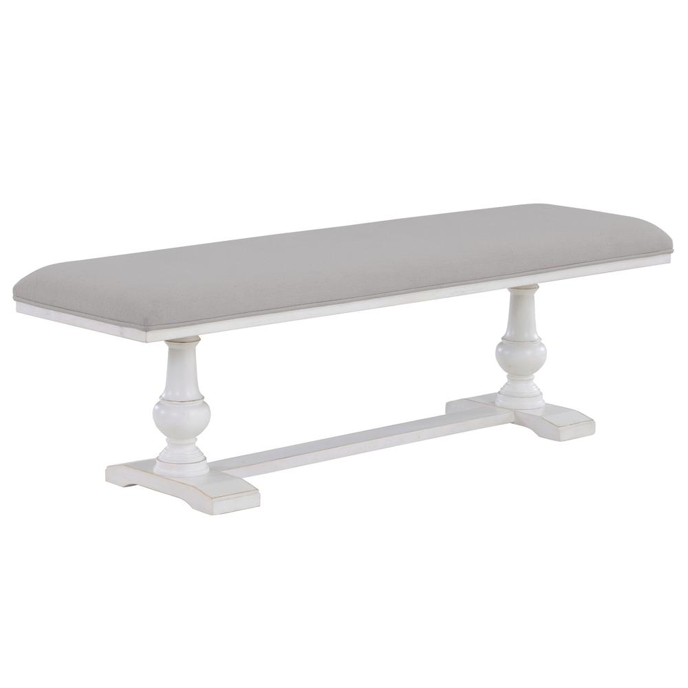 Warren 60" Upholstered Bench, White. Picture 3