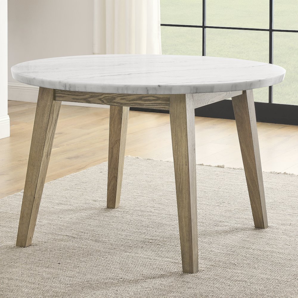 Vida 48" Round White Marble Dining Table. Picture 4