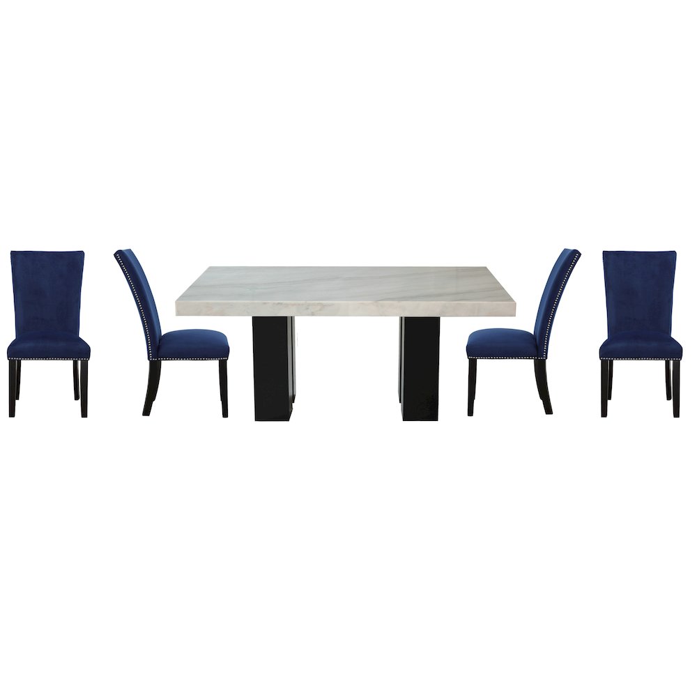 Camila 5PC Rectangle Dining Set Blue Chair. Picture 1