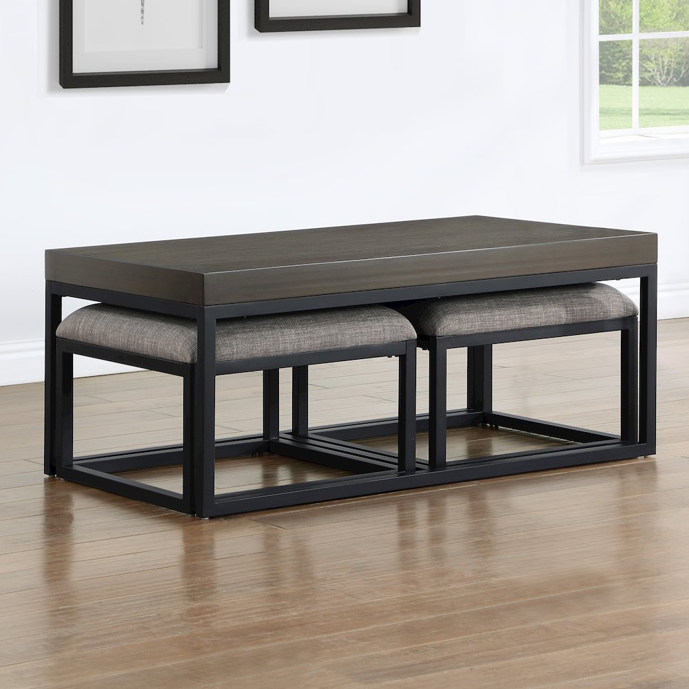 Yukon Rectangular Nesting Table with 2 Stools. Picture 5