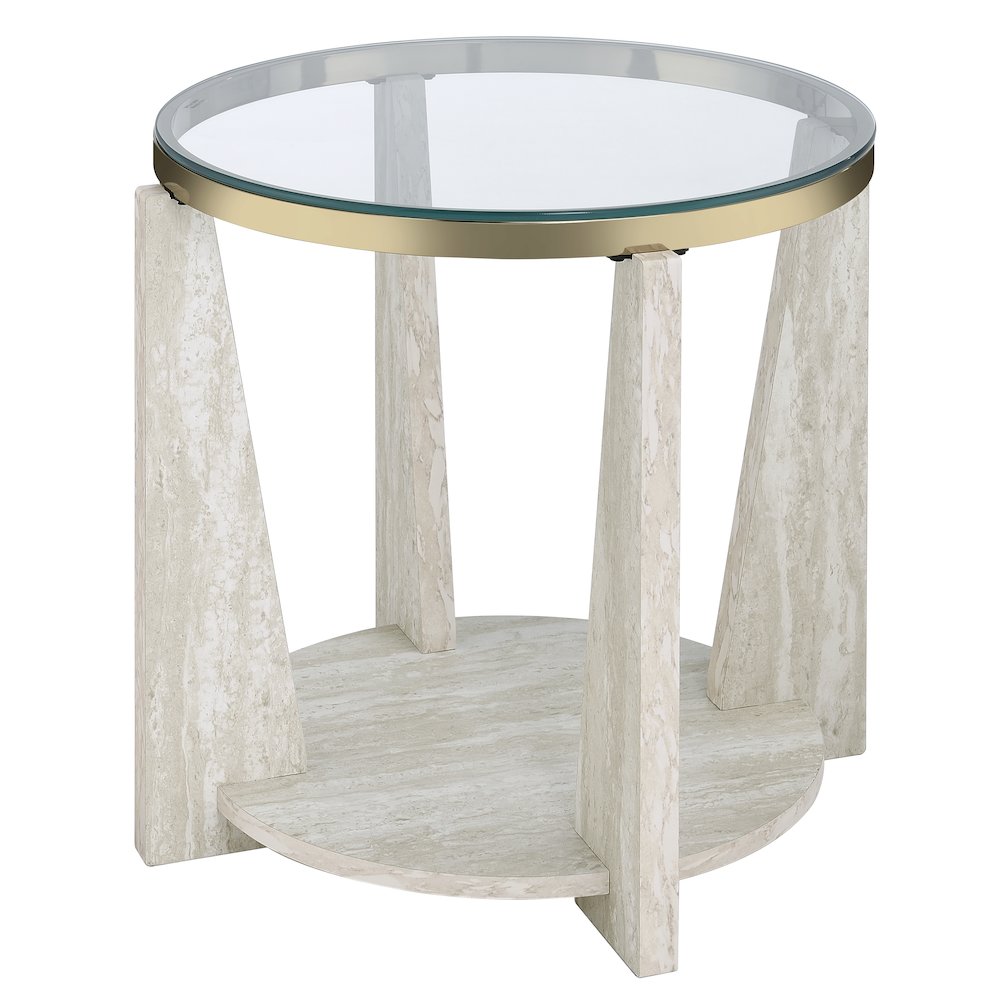 Wanda 3-Piece Glass Top Table Set with Castered Coffee Table. Picture 2