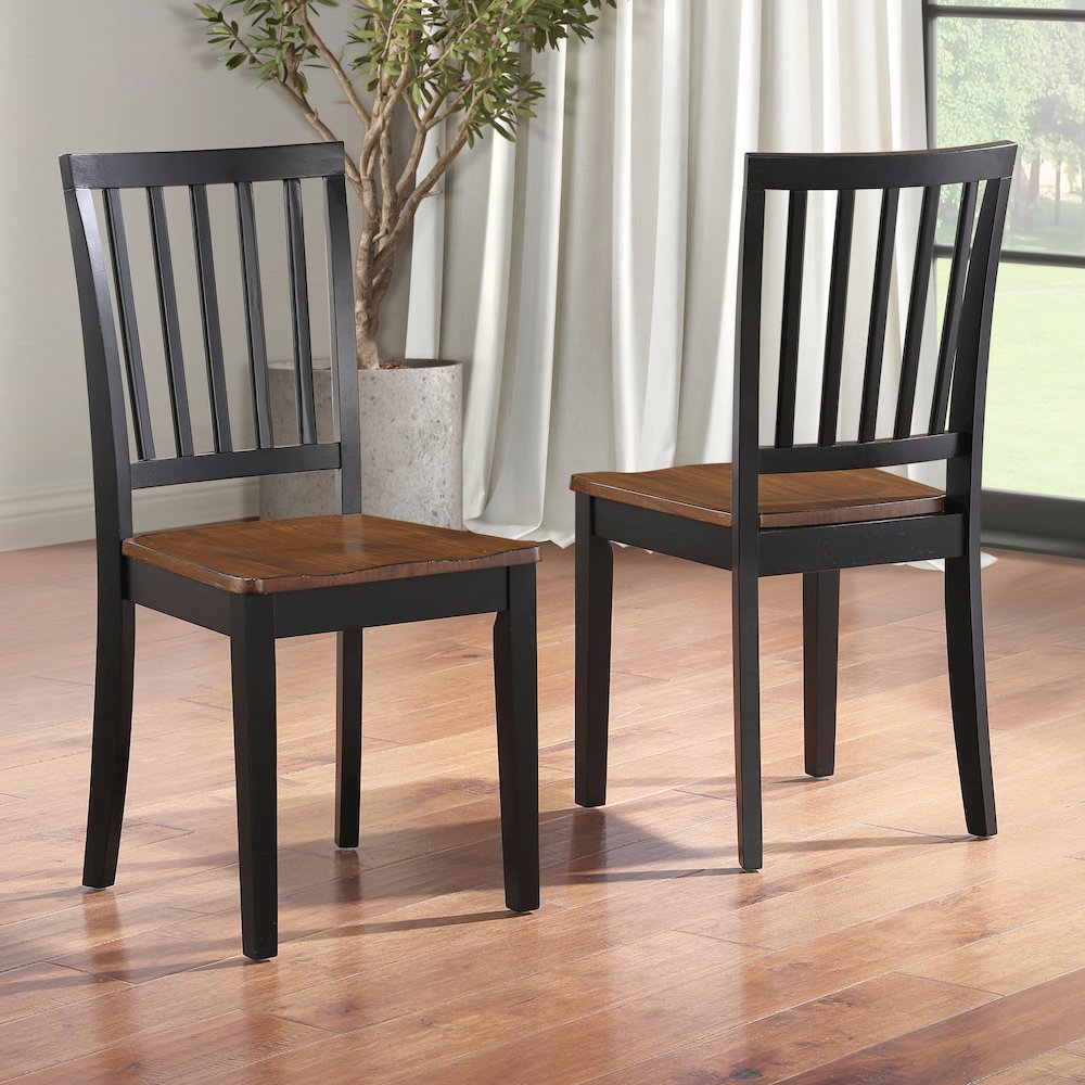 Joplin Solid Wood Two-Tone Farmhouse Chair, Walnut and Ebony finish. Picture 4