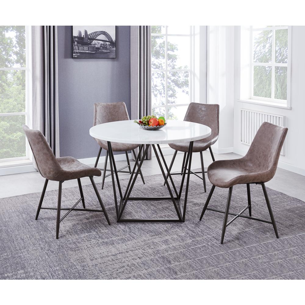 Romona Brown Vegan Leather Side Chair. Picture 6