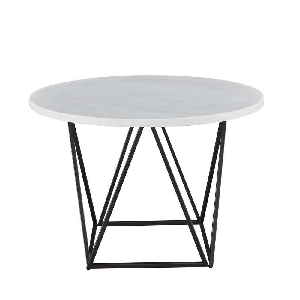 Ramona White Marble Top Round Dining Table. Picture 1