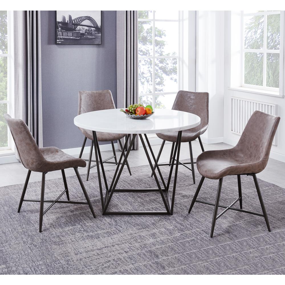 Ramona White Marble Top Round Dining Table. Picture 3