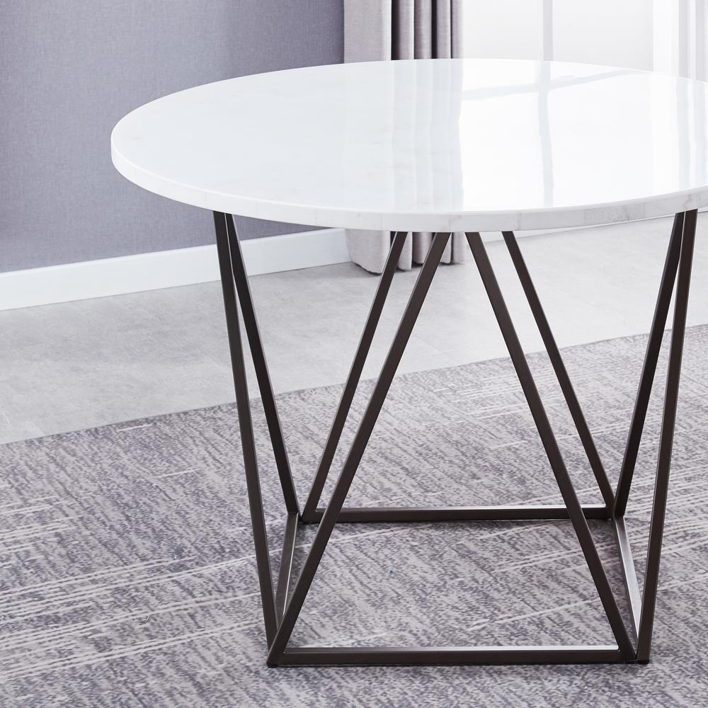 Ramona White Marble Top Round Dining Table. Picture 4