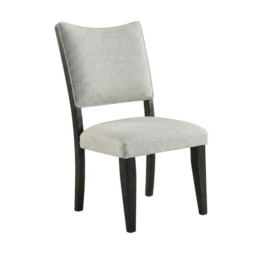 Polyester-Upholstered Dining Side Chair with Rubberwood Legs, Gray. Picture 4