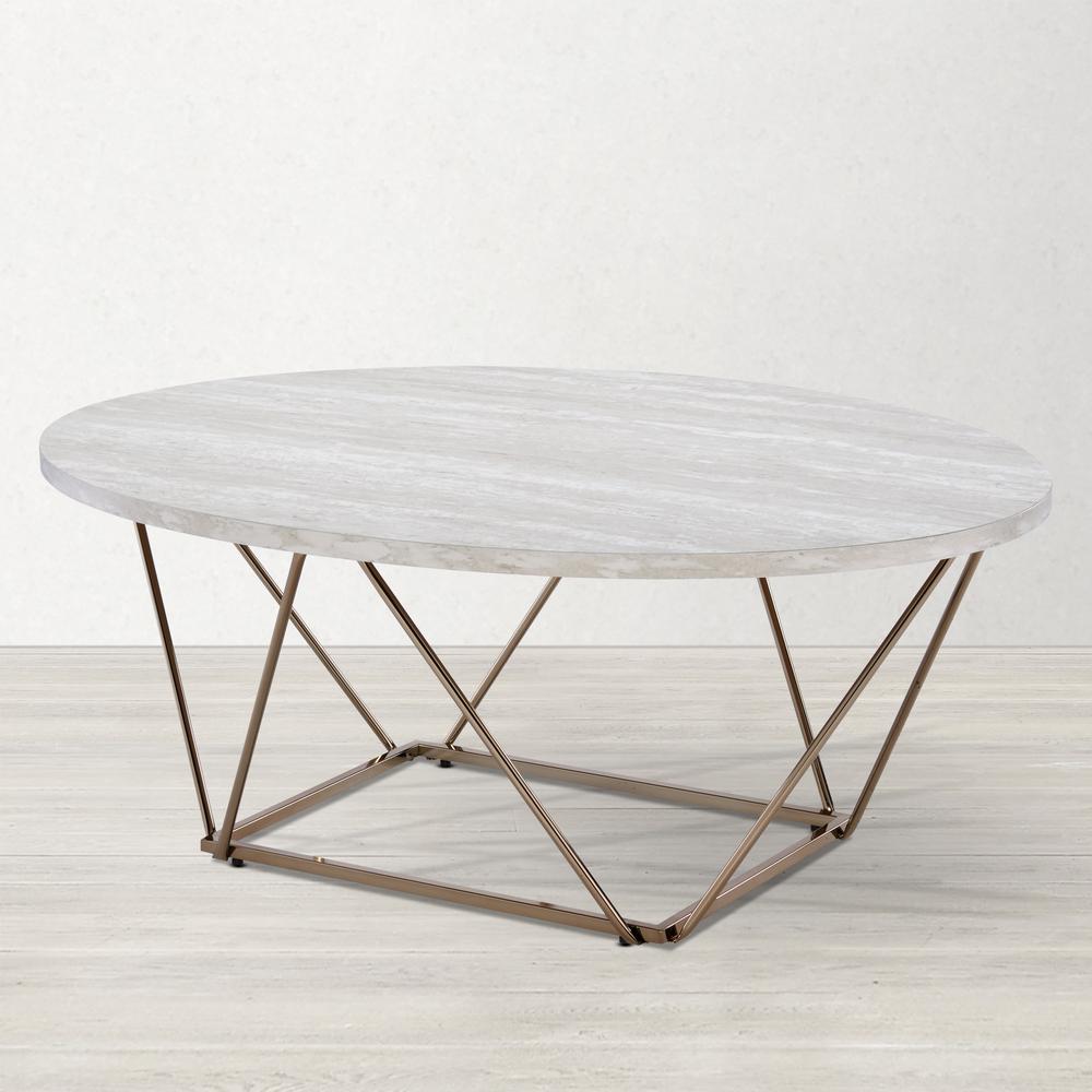 Rowan Faux Marble Top Coffee Table. Picture 2