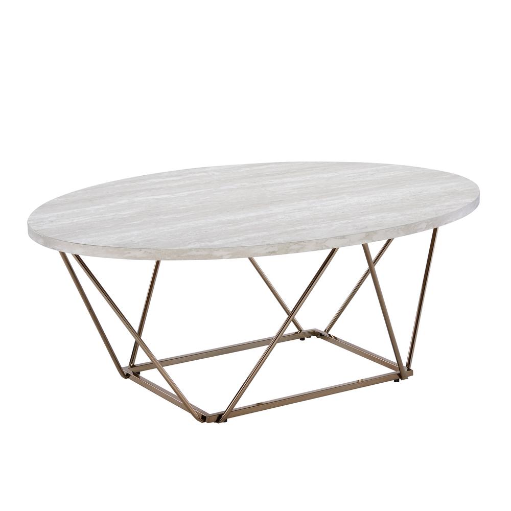 Rowan Faux Marble Top Coffee Table. Picture 1