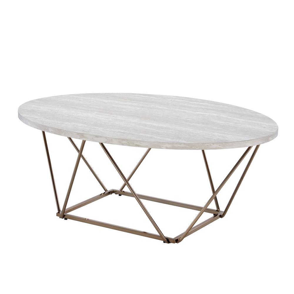 Rowan Faux Marble Top Coffee Table. Picture 3