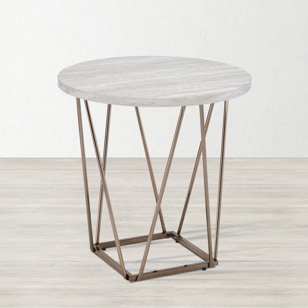 Rowyn Faux Marble Top End Table. Picture 2