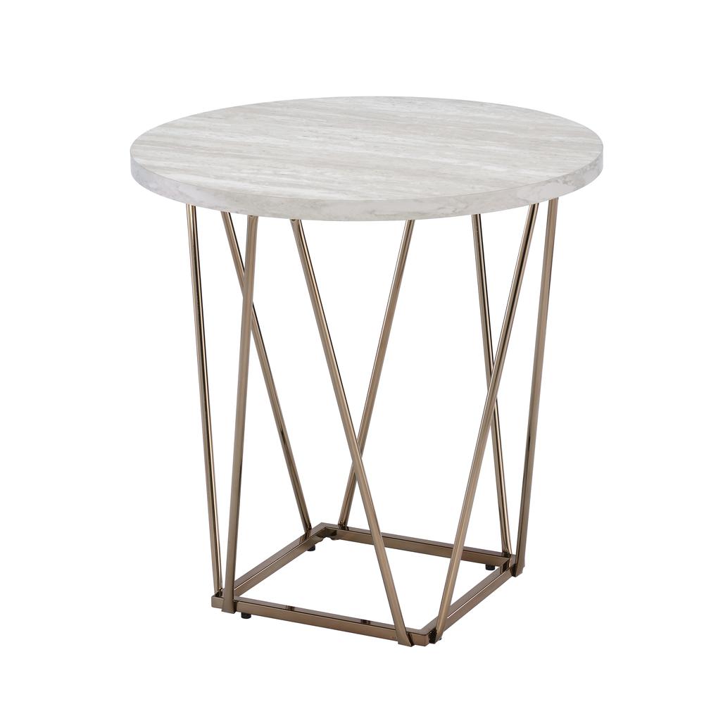Rowyn Faux Marble Top End Table. Picture 1