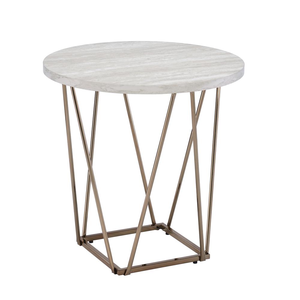 Rowyn Faux Marble Top End Table. Picture 3