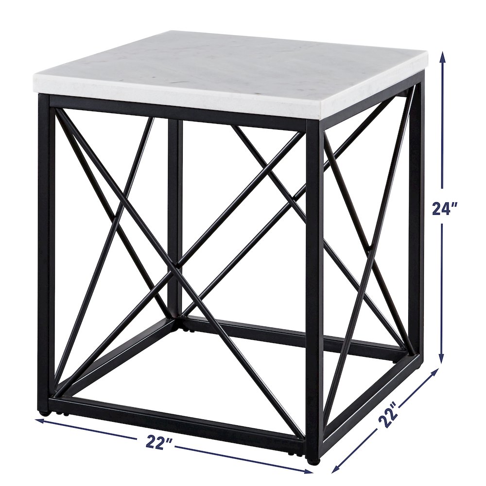 Skyler White Marble Top Square. Picture 5