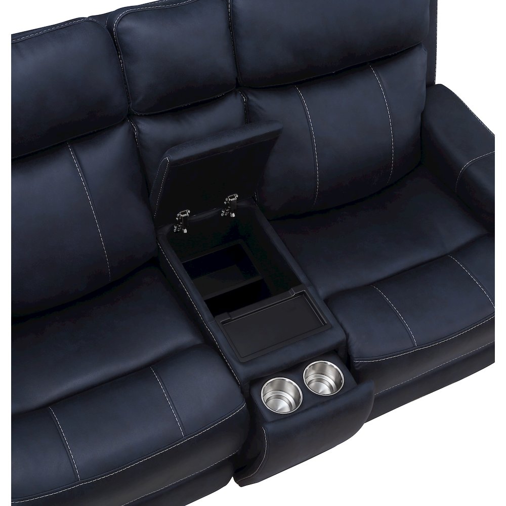 Valencia Dual Power Reclining Console Loveseat - Ocean. Picture 10