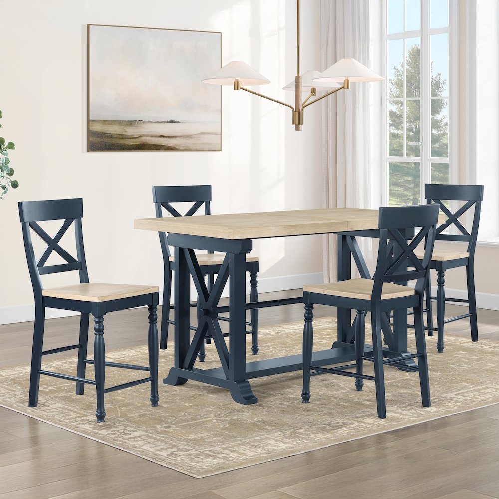 Darcy 5pc Counter Dining Set Blue. Picture 4