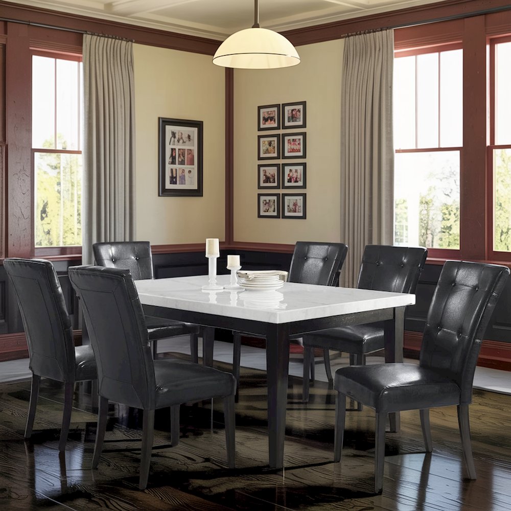 White Marble 70 Inch Dining Room Table for 6 – Modern Rectangle Table. Picture 3
