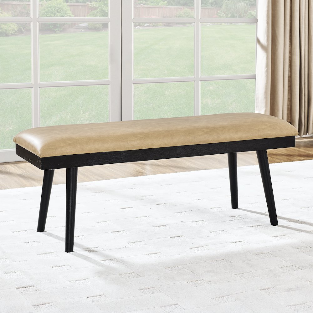 Vida 49″ Sand Vegan Leather Dining Bench. Picture 4