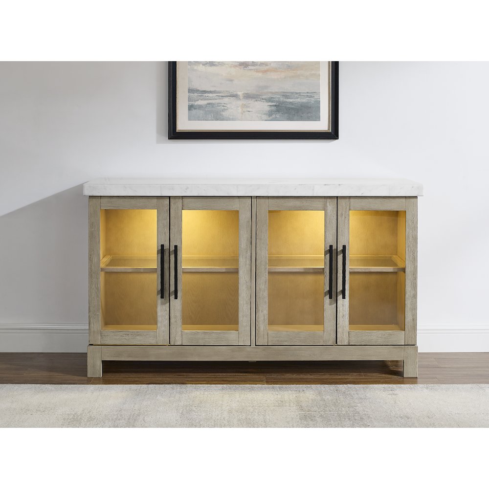 Carena White Marble Top Sideboard w/Powe. Picture 5