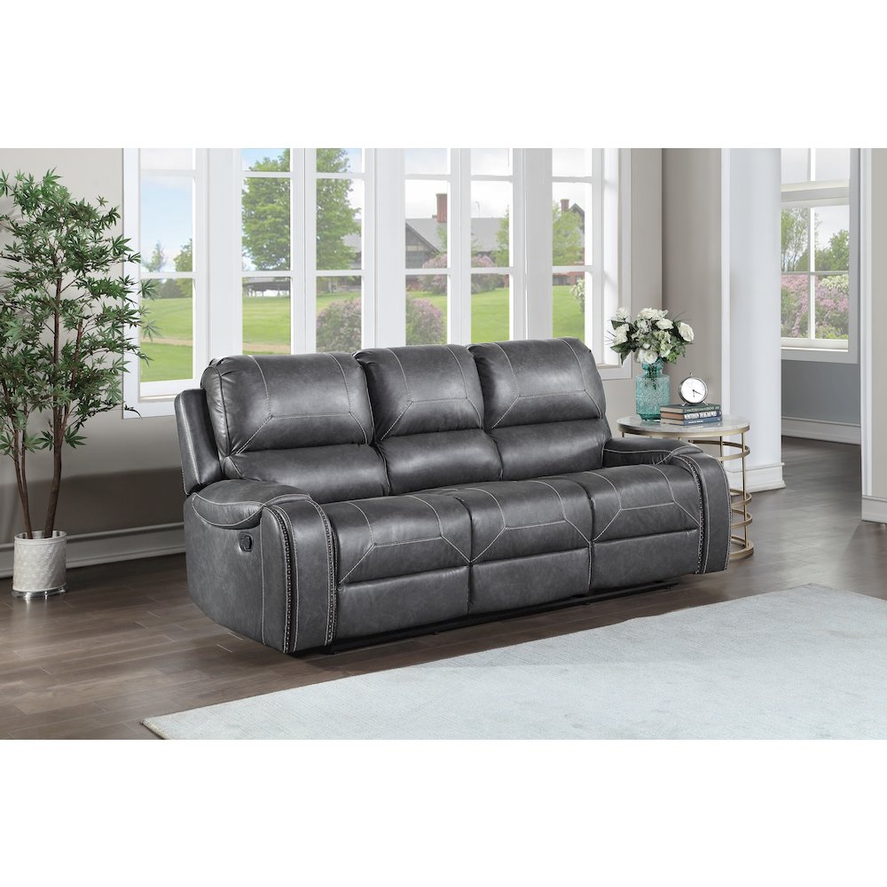 Keily Manual Recliner Sofa - Grey. Picture 4