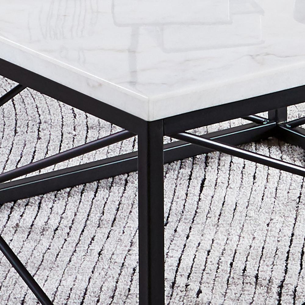 Skyler White Marble Top Square Cocktail Table. Picture 4
