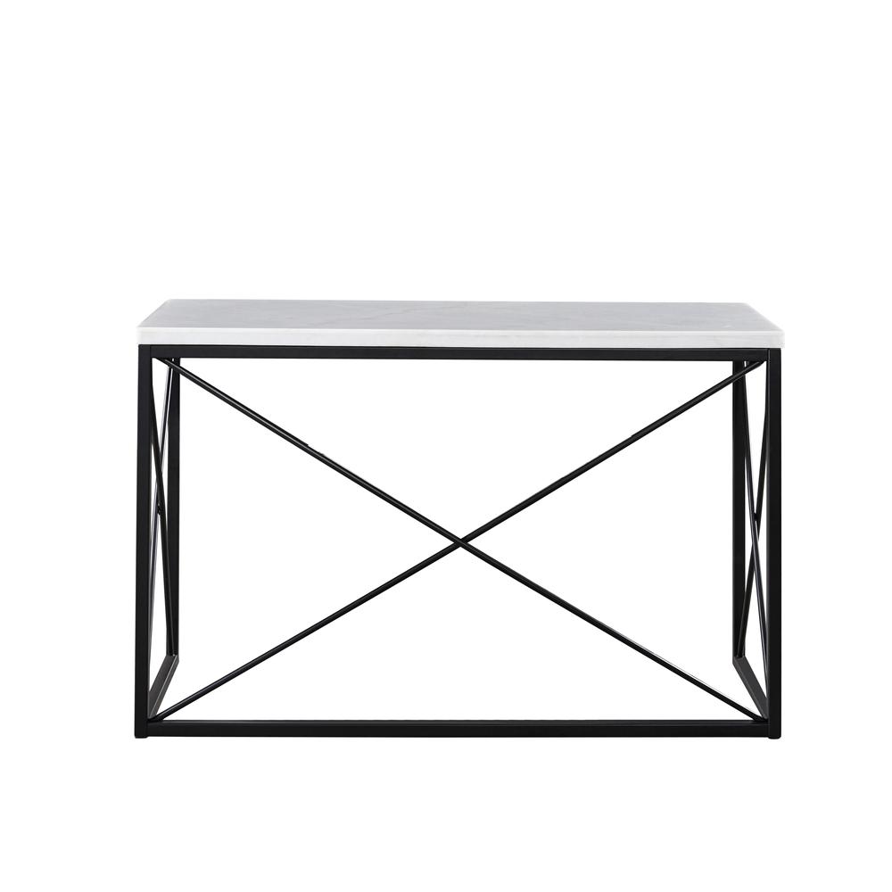Skyler White Marble Top Rectangle Sofa Table. Picture 2