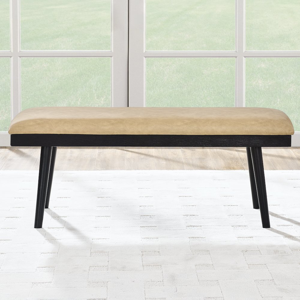 Vida 49″ Sand Vegan Leather Dining Bench. Picture 3