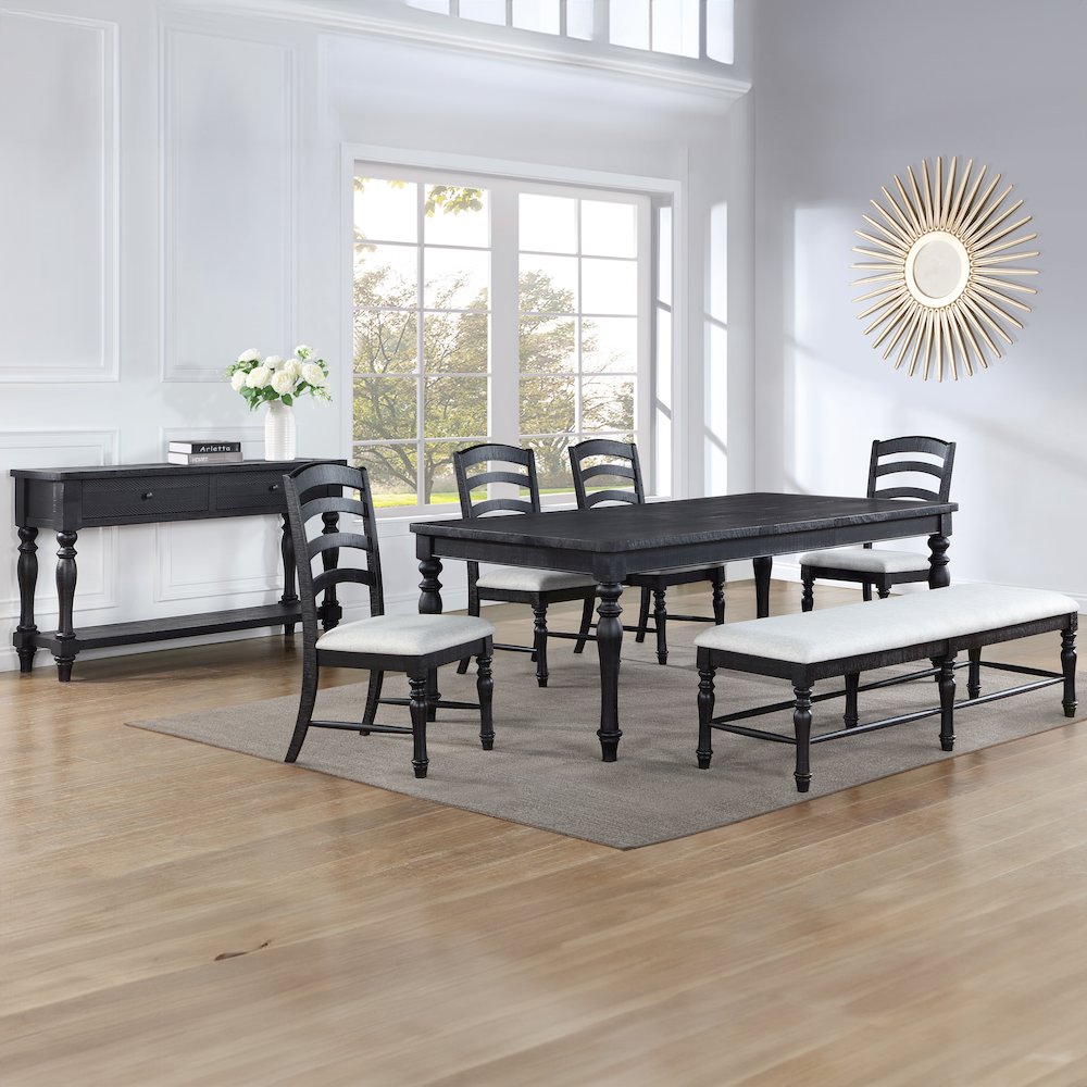 Odessa 6-Piece Dining Set (Table, 4 Side Chairs & Bench). Picture 6