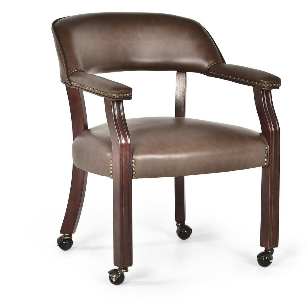 Tournament Captains Chair w/Casters, Brown. Picture 1