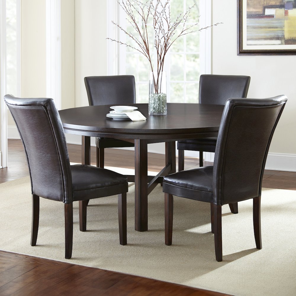 Hartford 72in Dining Set 5 PC with Brown Chairs. Picture 4
