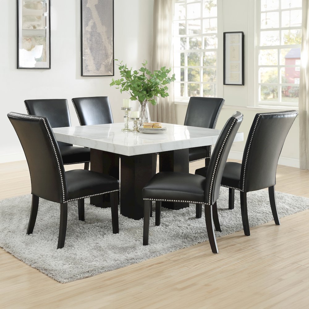 Camila Square 7PC Dining Set Black Chair. Picture 4