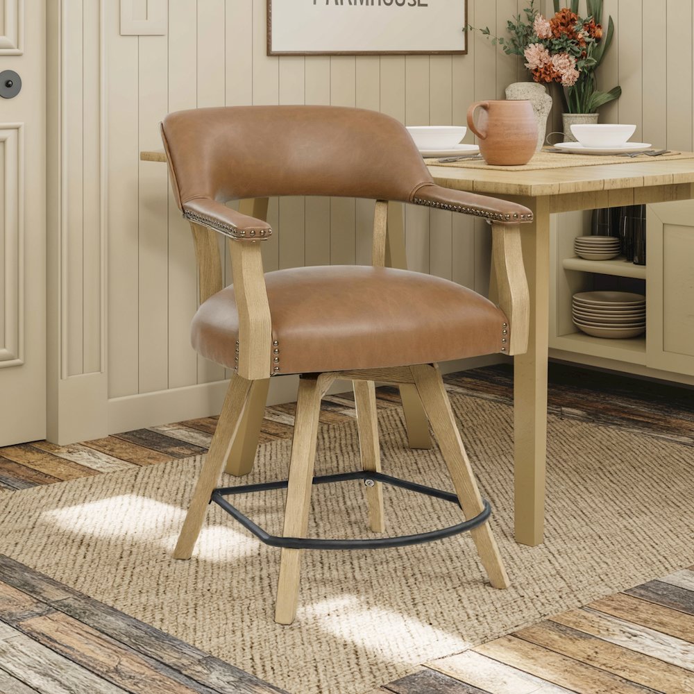 Swivel Counter Armchair with Backs and with Arm Rest Design. Picture 2