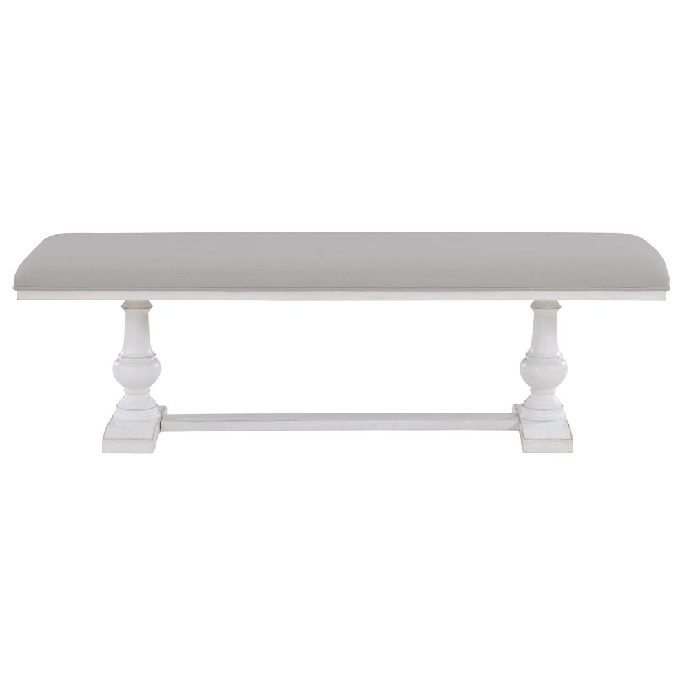 Warren 60" Upholstered Bench, White. Picture 1