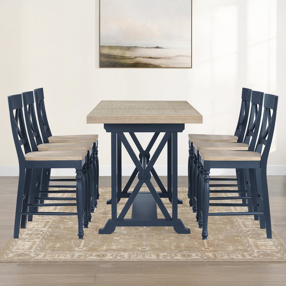 Darcy 7pc Counter Dining Set Blue. Picture 7