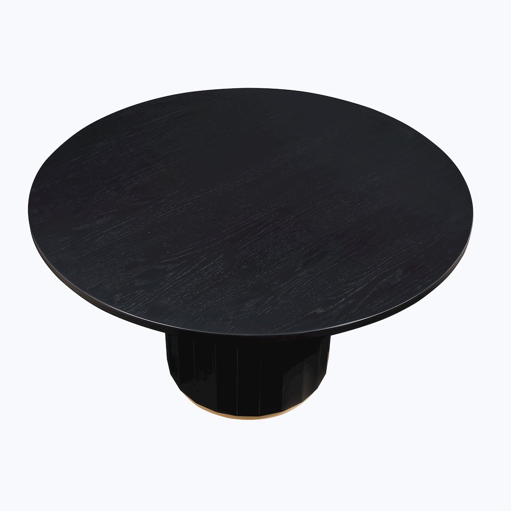 Magnolia 52-inch Round Dining Table & 4 Upholstered Side Chairs, Black Finish. Picture 9