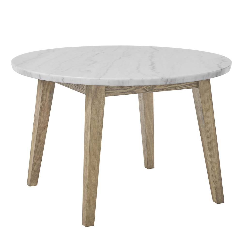 Vida 5-Piece 48" Round White Marble Dining Set. Picture 1