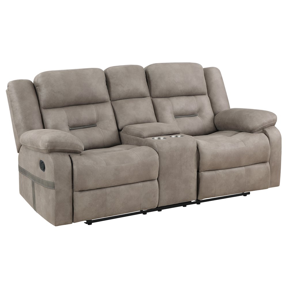 Abilene Tan Manual Console Loveseat. Picture 1