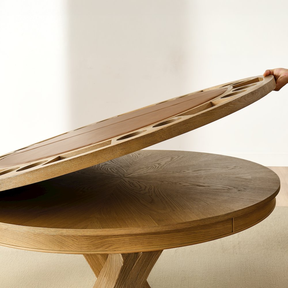 Rylie Dining Table with Game Top & 4 Captains Chairs, Natural Finish. Picture 10