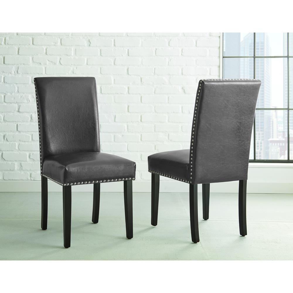 Gray Side Chair - set of 2, Espresso/gray. Picture 1