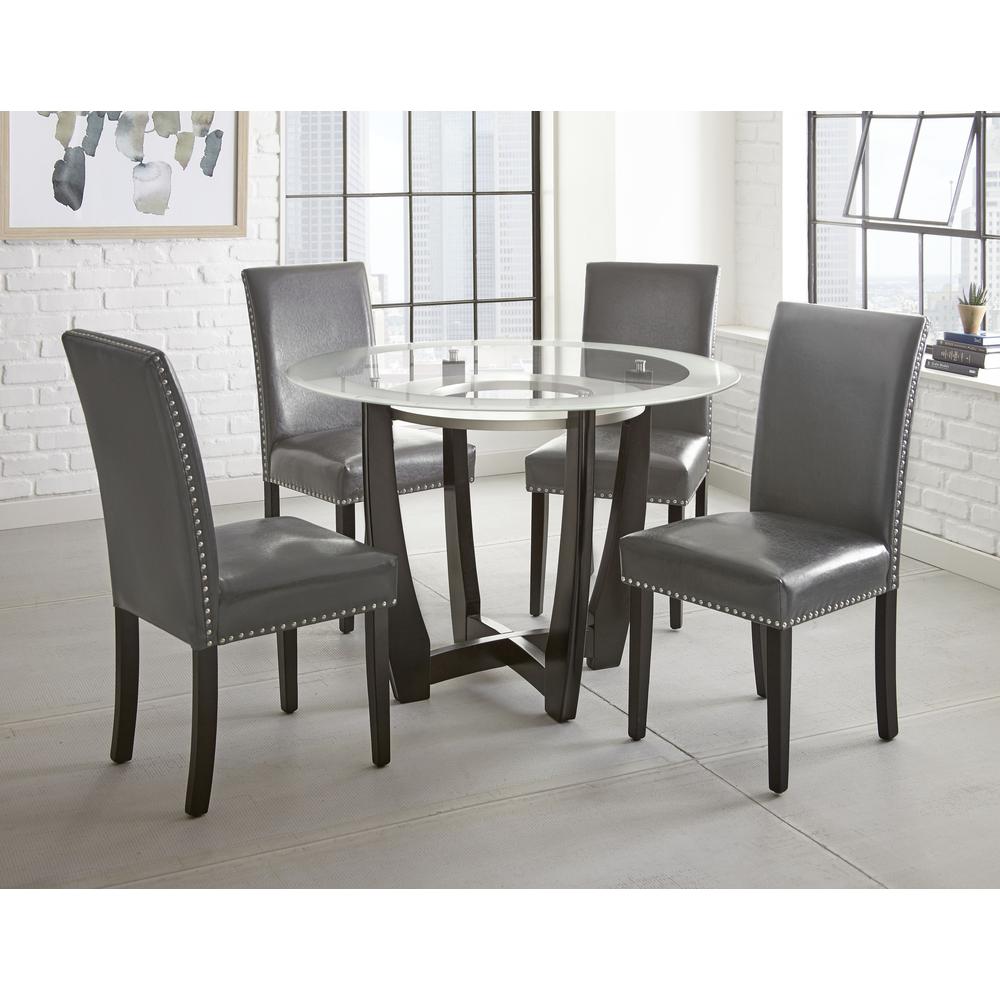 Gray Side Chair - set of 2, Espresso/gray. Picture 3